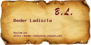 Beder Ladiszla névjegykártya